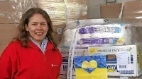 Mira Milavec ob prispeli humanitarni pomoči za Ukrajino