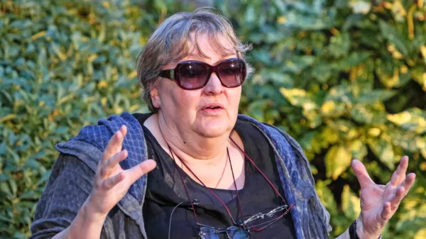 Dubravka Ugrešić leta 2017 na 32. mednarodnem literarnem 
festivalu Vilenica