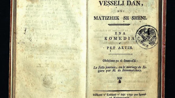  Anton Tomaž Linhart, Ta veseli dan ali 
Matiček se ženi, 1790. Svojo drugo, daljšo 
in vsebinsko bolj dodelano veseloigro je 
Linhart začel pisati kmalu po uspešni 
uprizoritvi Županove Micke. Toda Matiček 
na oder ni mogel vse do leta 1848.