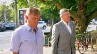 Odvetnik  Danilo  Grilj (levo), ki zagovarja  Alojza Bolčino, in  Dušan  
Črnigoj, nekdanji prvi mož  Primorja