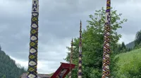 Zahvalne štange v procesiji v vasi Zederhaus nosijo neporočeni 
mladeniči.