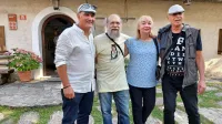Z leve: gostitelj Mitja Lo Duca, Velemir Gjurin (Kekec), Blanka Kos (Mojca) in Martin Mele (Rožle).