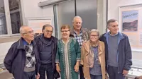 Sošolci z gimnazije pravijo, da so na  Katarino zelo ponosni (z leve): Jože Petek, dr. Salvator Žitko, Katarina Šalamun Biedrzycka, Edvin Pohlen, 
Marjeta Korošec in dr. Stanislav Mahne.   
