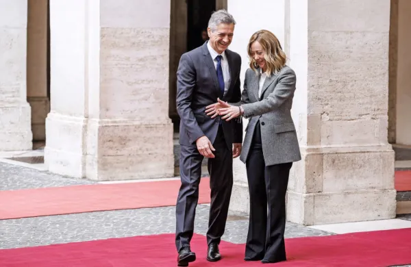Predsednika vlade Robert Golob in Giorgia Meloni sta se očitno 
dobro ujela v Rimu.