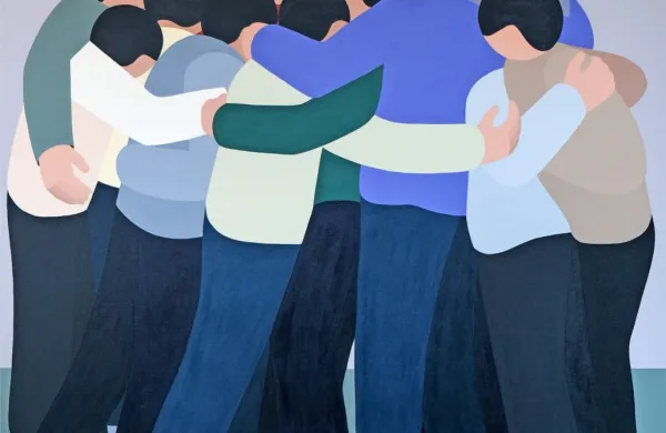 Nedefinirane človeške figure, ki jih Šajn na ogled postavlja v Hiši 
kulture, so nastale v sodelovanju z umetno inteligenco.