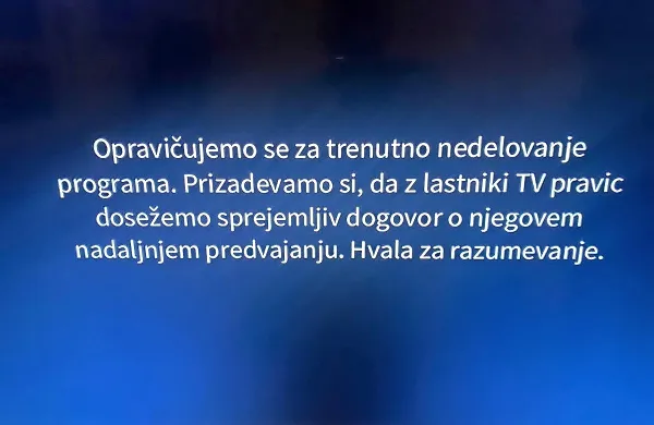 To je sporočilo, ki so ga zadnje dni na mestih Planet TV brali 
naročniki pri T-2.