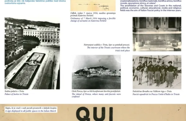 Eden od pripravljenih panojev, ki bodo razstavljeni v Bruslju.