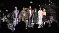 Igralci Peter Harl, Željko Hrs, Miha Nemec, Marjuta Slamič, Žiga 
Udir in Lara Fortuna so navdušili na premieri sodobne tragedije 
Ubesedovanje