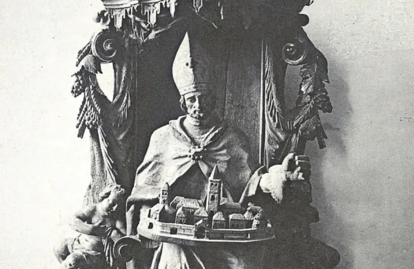 

Fotografija kipa sv. Nazarija z baldahinom (vir: Semi F., 1975, 
Capris Iustinopolis Capodistria, str. 277)