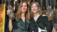 Sodna drama Anatomija padca francoske režiserke Justine Triet 
(levo) je prejela šest cezarjev,  med drugim je Sandra Hüller  prejela 
nagrado za najboljšo igralko. 