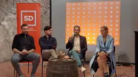 Med kandidati za podpredsednika stranke so (z leve) Alen Červ, 
Luka Goršek, Damijan Zrim in Meira Hot. 