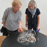 Prvo nagrajena čipka  natečaja Svoboda odrasle skupine eksperimentalnih klekljaric Ptice na valovih vetra.