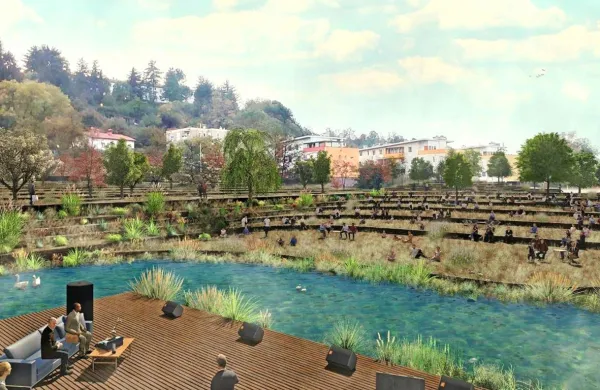 Najbolj atraktivna novost bo amfiteater z naravnimi terasami in  
odrom na vodi. 
