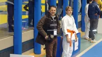 Andreja Leški s trenerjem Iztokom Babičem se pripravlja na nastop.