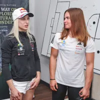 Janja Garnbret in Vita Luka, prva in tretja s tekme pred letom 
dni.