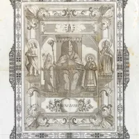 Osrednja figura grafike G. M. Dalla Via, je koprski zavetnik sv. Nazarij, na njegovi desni 
strani sta sv. Aleksander in sv. Justina, na levi pa bl. Elij in sv. Vid (SI_PAK/0313/3).