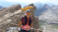 Andi Mamić sredi teka po švicarskih Alpah, na 2885 m visokem Col 
des Audannes. 
