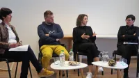 Predstavniki LAS  Goriške - Jožica Lazar, Borut Kokalj, Greti Kobal 
in Jana Čuk z leve) - so v Idriji sklenili dveletni projekt  pospeševanja sonaravne oskrbe s hrano. 
