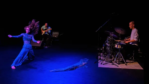 Edinstven trio Fi!Da?Li* je odprl festival z edinstvenim prepletom 
plesa in ambientalnega jazza. 