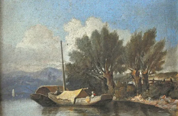  

Gianelli je svojo slikarsko pot začel kot avtor krajinskih slik. Na 
fotografiji: Krajina ob laguni. Hrani: PMK. 

