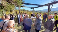 V vinogradu vinarstva Lisjak Žabar v Zaloščah so članice Društva žena Dornberk goste pogostile z 
vinogradniško malico. 