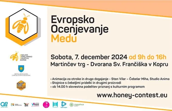 Vabljeni na Medeno tržnico v sklopu prireditve “Evropsko ocenjevanje medu”