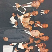 Sergij Peljhan, slovenski minister za kulturo v času 150. letnice 
Gregoričičevega rojstva (levo) in tedanji predsednik Triglava 
Ladislav Štekar.   