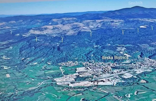 Vizualizacija vetrnih elektrarn nad Ilirsko Bistrico