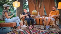 Z leve: pisateljici Katarina Gomboc Čeh in  Selma Skenderović ter avtor scenarija za Ars 
teatralis Alex Kama Devetak
