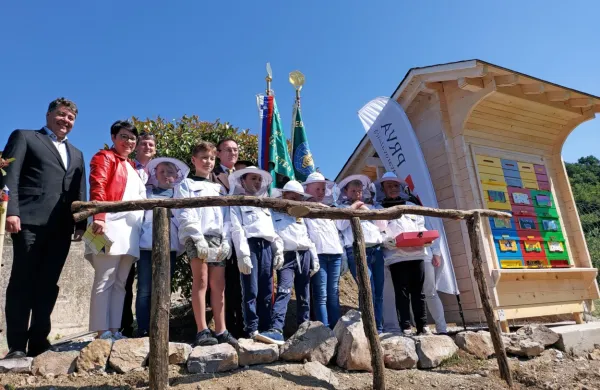 Učenci O&Scaron; Branik bodo čebelarsko znanje odslej pridobivali v učnem čebelnjaku na &scaron;olskem dvori&scaron;ču