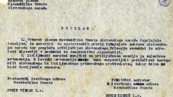 Proglas Osvobodilne fronte, 16. septembra 1943 (ARS)