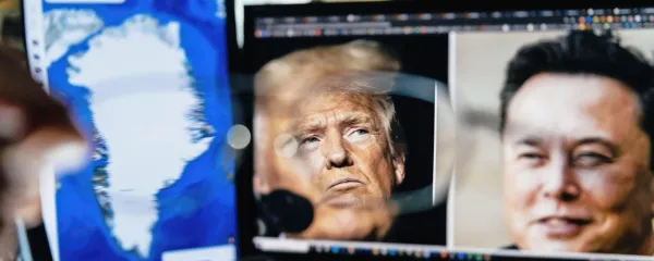 Donald Trump (v sredini) in Elon Musk sta načrtovala velike 
geopolitične igre, med drugim zavzetje Grenlandije.
