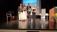 Nagrajenci (z leve) Michal Rynia, Nastja Bremec Rynia, častni 
občan Dragan Valenčič in Stanislav Črvič  