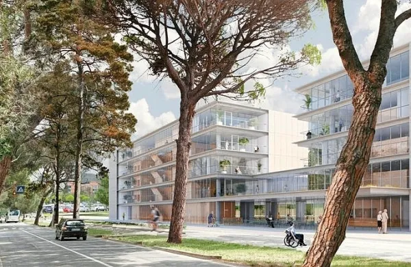 Prvonagrajena rešitev  natečaja za Dom starejših Livade, ki naj bi 
zrasel  ob Prešernovi cesti, med Šparom in kampusom Livade. (vir 
ZAPS).