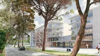 Prvonagrajena rešitev  natečaja za Dom starejših Livade, ki naj bi 
zrasel  ob Prešernovi cesti, med Šparom in kampusom Livade. (vir 
ZAPS).