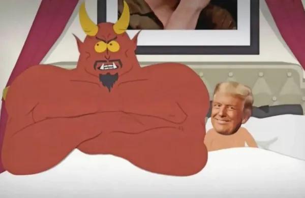 Trump se v seriji znajde v postelji s hudičem.