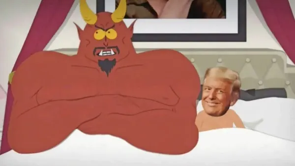Trump se v seriji znajde v postelji s hudičem.
