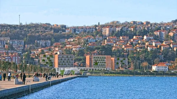  Takšen bi bil pogled proti Semedeli, če bi investitor uresničil 
načrte. Več kot 20 metrov visoke stavbe bi popolnoma spremenile 
podobo kraja in moteče izstopale iz obstoječe arhitekture naselja.