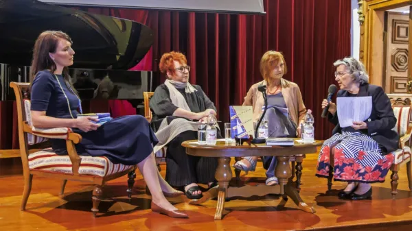 O Pahorjevem delu so spregovorile (z leve) Urška Perenič, Tatjana 
Rojc, Marta Verginella in Neva Zajc.