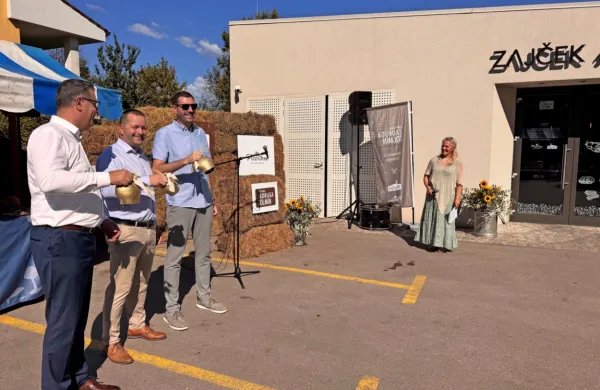 V Šalaro sta prišla  tudi župan Tolmina Alen Červ in njegov koprski 
kolega Aleš Bržan, ki sta v družbi z direktorjem Šavletom z 
zvonjenjem s kravjimi zvonci pospremila Zajčka na novo pot.