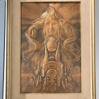 Umetniška interpretacija reke Timave oz. reke Reke z gradišča 
Škocjan je delo Nina Rigottija.