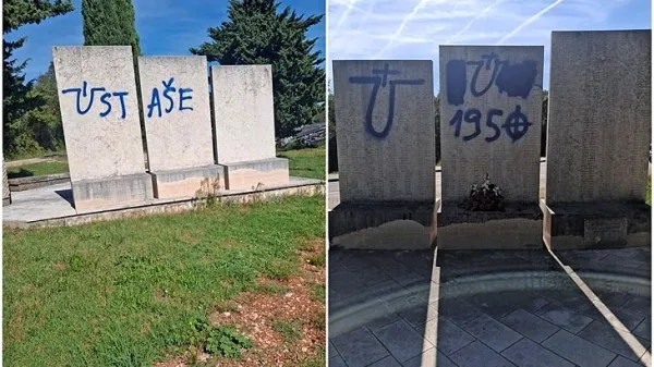 Nad spomenikom borcem NOB pri Hrbokih so se znesli vandali.