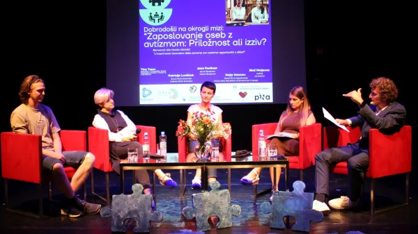 Na okrogli mizi so sodelovali Tine Tomc, Patricija Lovišček, okrogla miza avtizem