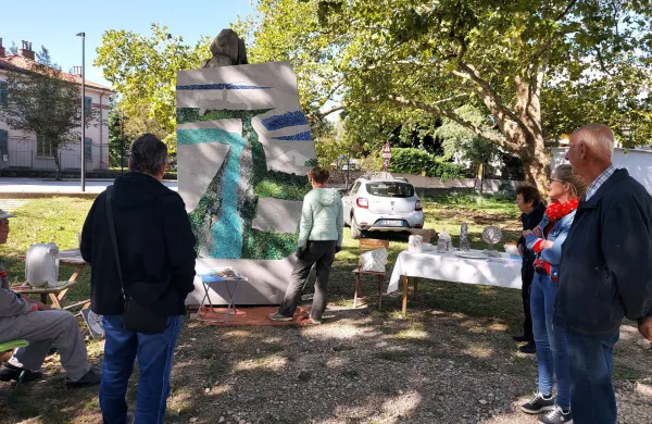 društvo SKultura 2001 Štandrež šola mozaičistov Spilimberg Kamnoseška skupina Manč Društvo Most Ajdov??inadelavnica kamnita skulptura Na Goriškem mozaik in relief pode Svete Gore Gori?ki grad Kostanjevica EKP 