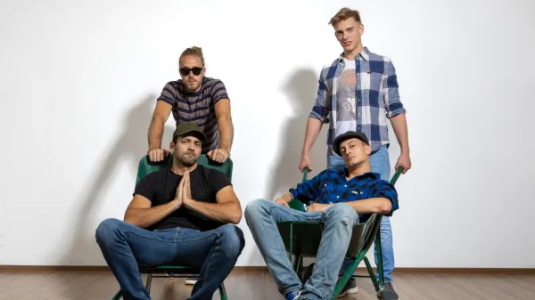 TamburaTeam so Urban Poljšak (zgoraj levo), Matevž Ferjančič, David Škrlj (zgoraj desno) in Aleksander Ličen