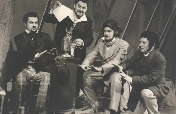 Brata Rajko in Stane Koritnik kot Rodolfo in Marcel v operi La Bohème