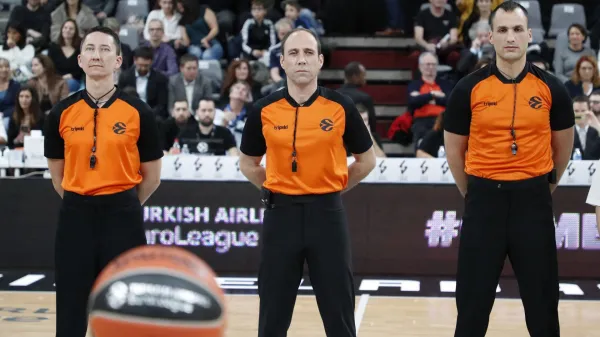Referees Perez Emilio and Trawicki Tomasz and Nikolic Uros during the Turkish Airlines EuroLeague basketball match between LDLC ASVEL and AX Armani Exchange Milan on December 13, 2019 at Astroballe in Villeurbanne, France - Photo Romain Biard/Isports/DPPI,Image: 488462996, License: Rights-managed, Restrictions: Hungary Out, Model Release: no, Credit line: Romain Biard/AFP/Profimedia