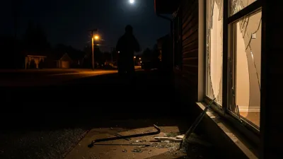 ﻿vlom, razbito okno, vzvodno orodje, silhueta ponoči