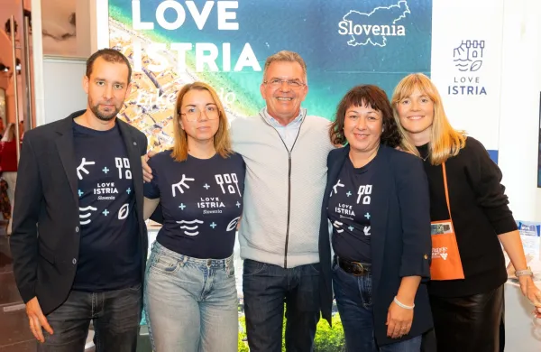 Istrski turizem so predstavili (z leve): Matevž Jerman, Katjuša Stanković Marić, Dean Kocjančič, Helena Brec Loredan in Luca Kodarin