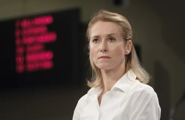 Belgija, Bruselj.Visoka zunanjepoliticna predstavnica unije Kaja Kallas na novinarski konferenci po tedenski seji komisije.